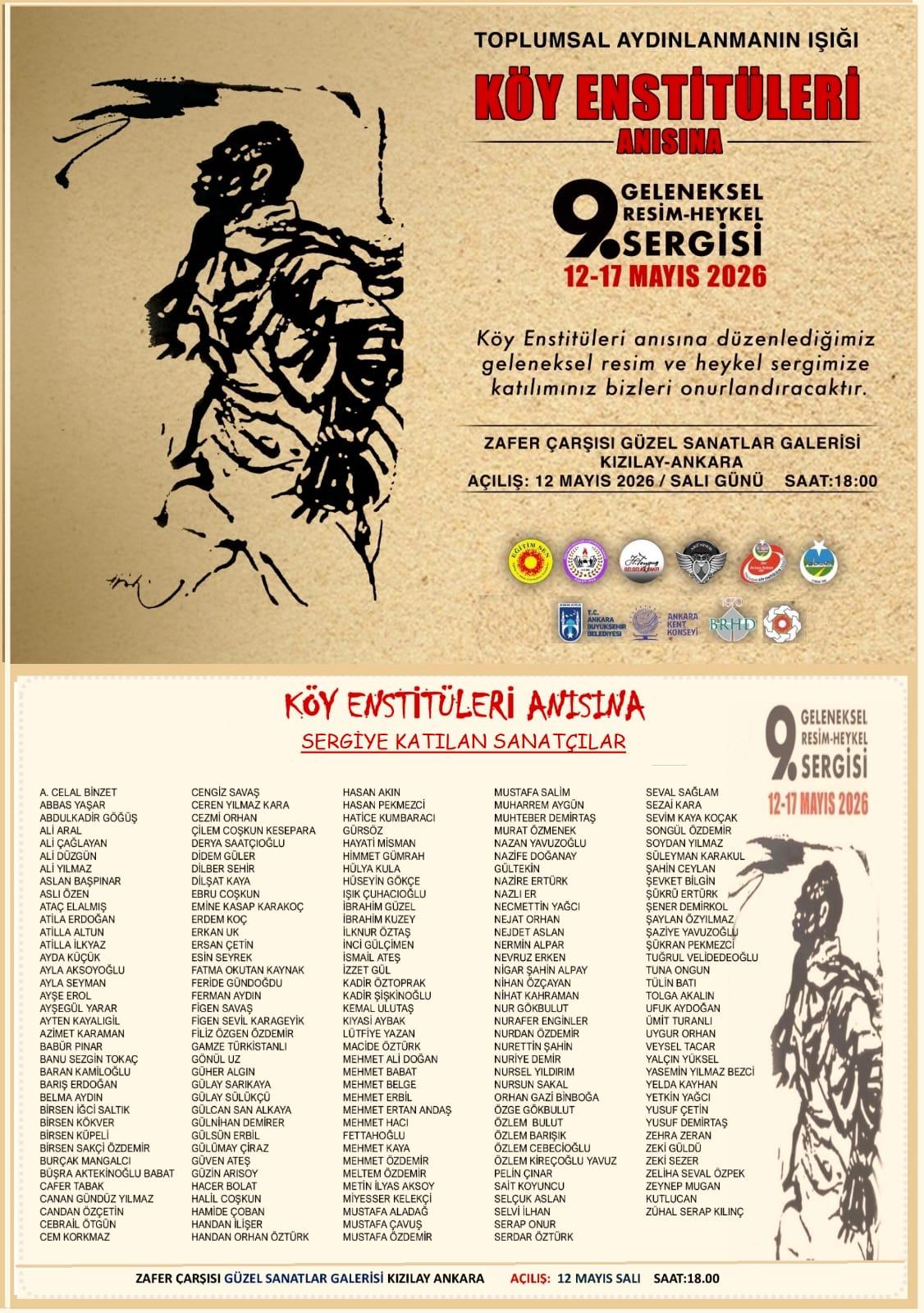 Köy  Enstitülerinin Kuruluşunun 86. Yılı Anısına Düzenlenen 9.Geleneksel Resim-Heykel Sergisi Açıldı HABER:Mustafa AKGÜL Eğitimci-Yazar